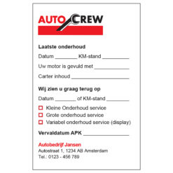 Onderhoudskaartje