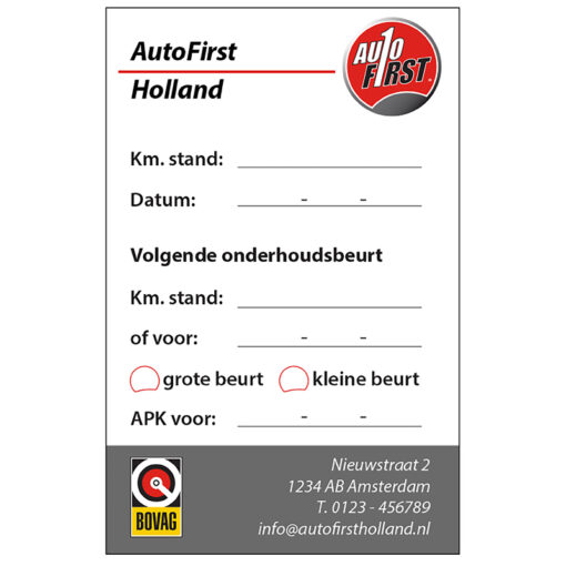 Onderhoudskaartje