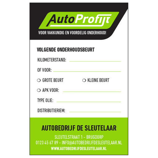 Onderhoudskaartje
