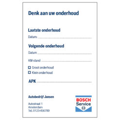 Onderhoudskaartje
