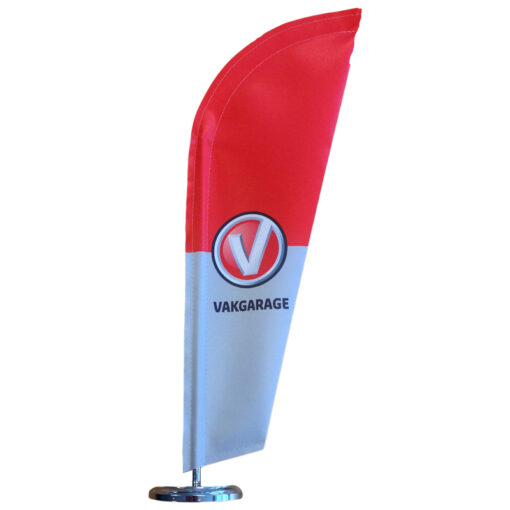 Vakgarage tafelvlag op chromen standaard, per stuk