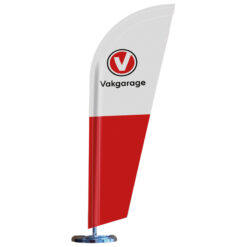 Vakgarage tafelvlag op chromen standaard, per stuk